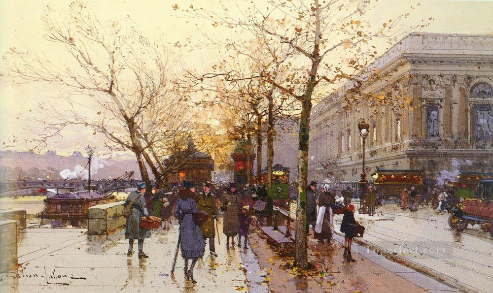 LES QUAIS DE PARIS Impresionismo gouache parisino Eugene Galien Laloue Pintura al óleo